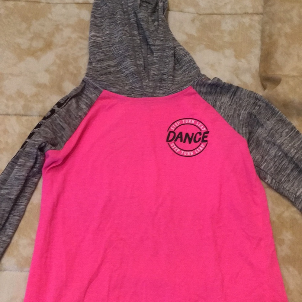 Justice active- dance- pink hooded shirt